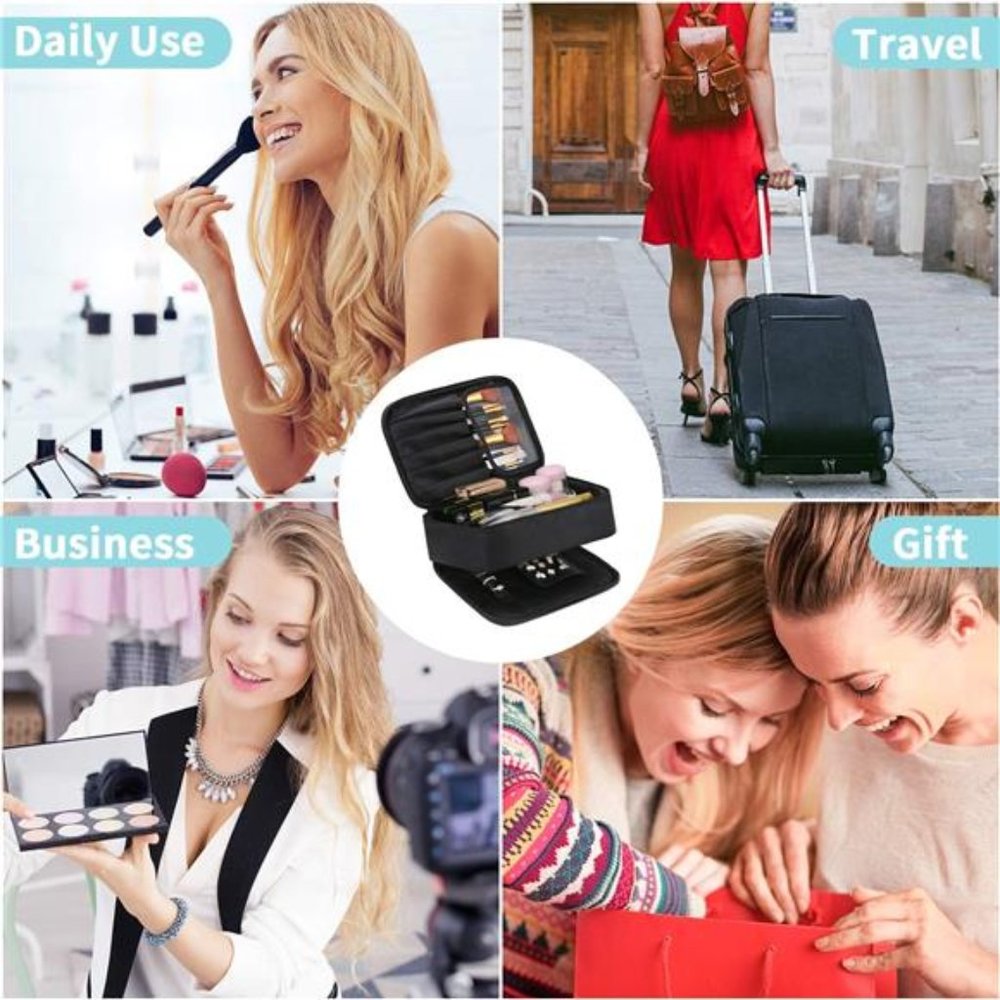 Makeup bag and Jewelry Bag for Women, 2 in 1 Travel Make Up Bag Organizer - Picture 2 of 6